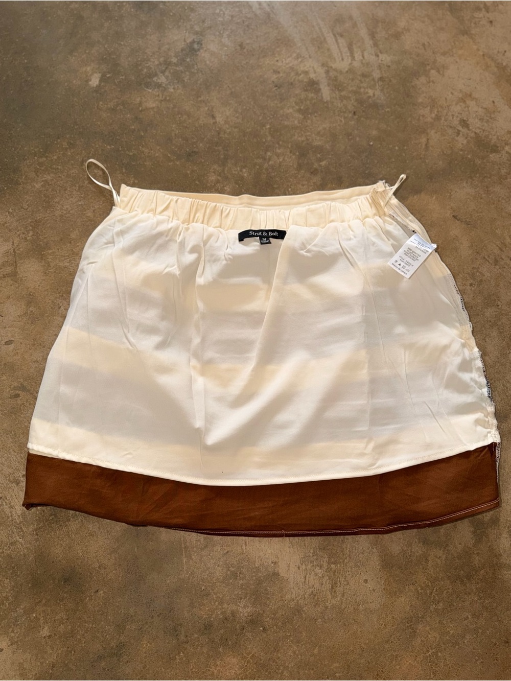 Strut & Bolt Brown Black Cream Striped Layered Mini Skirt M Boutique - Picture 10 of 10